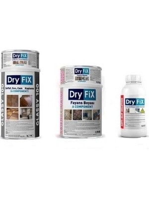 Meteor Dryfix Fayans Boyası Beyaz 1 Kg+ Dryfix Sıvı Cam 0,8 Kg-Kayganlık Önleyici 0.5lt (Set)