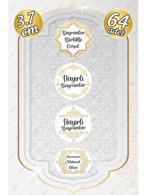 Msticker Iyi Bayramlar Etiketi - Ramazan Kurban Bayramı Tebrik Etiketi 64 Adet