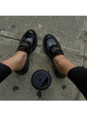 Passionis Prada Klasik Ayakkabı - Prada Black Brushed Leather Loafers -Prada Parlak Klasik Ayakkabı