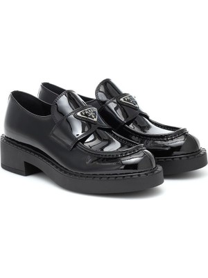 Passionis Prada Klasik Ayakkabı - Prada Black Brushed Leather Loafers -Prada Parlak Klasik Ayakkabı