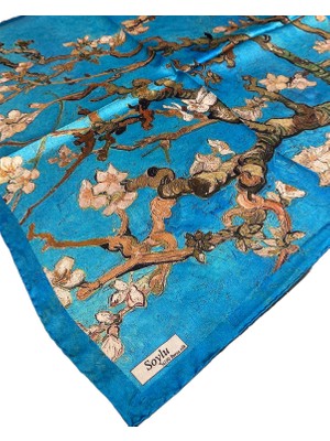 Turkish Silk Store Van Gogh Badem Ağacı Ipek Bandana Fular