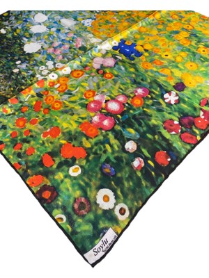 Turkish Silk Store Gustav Klimt Çiçek Bahçesi Ipek Bandana Fular