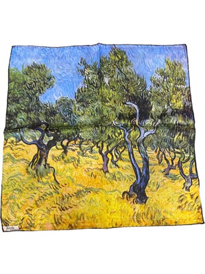 Turkish Silk Store Van Gogh Zetin Ağaçları Ipek Bandana Fular