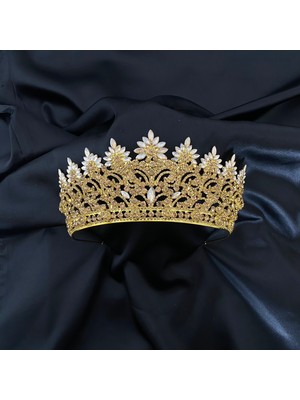 Lüks Düğün Aksesuarları Sedef Altın Nişan / Kına / Gelin Tacı