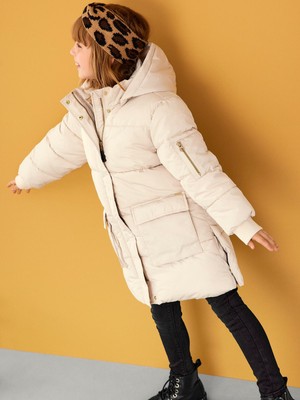 Name It Kız Çocuk Midi Oversize Kapüşonlu Kışlık Mont - Sıcak ve Şık!