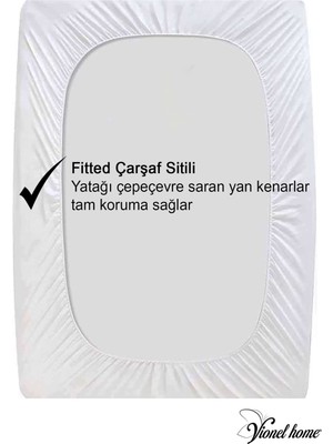 Vionel Home  Pamuk, Full Kenar Fitted Sıvı Geçirmez, Çift Kişilik Yatak Koruyucu Alez 180 x 200