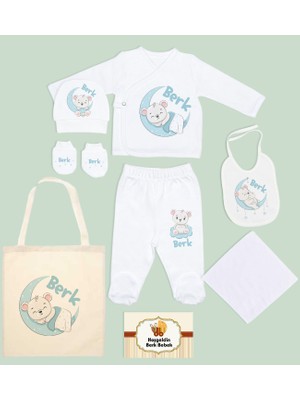 Bk Kids Kişiye Özel Beyaz Hastane Çıkışı, Anneye Hediye, Isimli Bez Çanta, Yeni Doğan Bebek Giyim Hediyesi, 8 Parça Bebek Hediye Seti-3