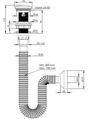 hgtec Seramik Kapaklı Beyaz Klik Klack Lavabo Süzgeci 32 Sifon