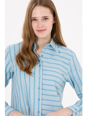 U.S. Polo Assn. Kadın Mavi Desenli Gömlek 50257001-VR212