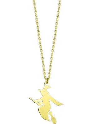 Engingold 14 Ayar Altın Süpürgeli Cadı Kolye