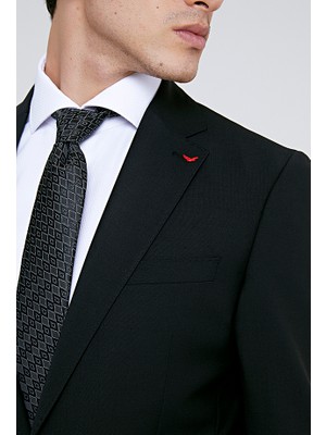 D'S Damat Slim Fit Siyah Düz Takım Elbise 0HE05JB01577M