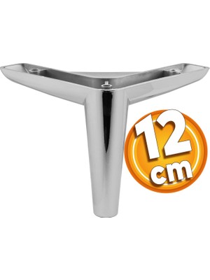 Badem10 Piko Lüks Mobilya Kanepe Sehpa Tv Ünitesi Koltuk Ayağı 12 cm Parlak Krom Baza Ayakları