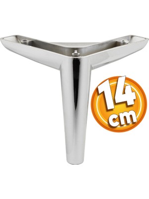 Badem10 Piko Lüks Mobilya Kanepe Sehpa Tv Ünitesi Koltuk Ayağı 14 cm Parlak Krom Baza Ayakları