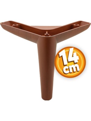 Badem10 Piko Lüks Mobilya Kanepe Sehpa Tv Ünitesi Koltuk Ayağı 14 cm Ahşap Desenli Kahve Baza Ayak