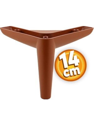 Badem10 Piko Lüks Mobilya Kanepe Sehpa Tv Ünitesi Koltuk Ayağı 14 cm Kahverengi Baza Ayakları