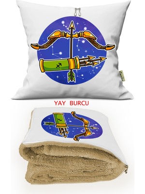 Caisya Home Yay Burcu Baskılı Tv Battaniyeli Opsiyonel Yastık & Kırlent 36X36CM