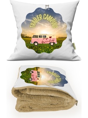 Caisya Home Karavan Trailer Camping Tv Battaniyeli Opsiyonel Yastık & Kırlent 36X36CM