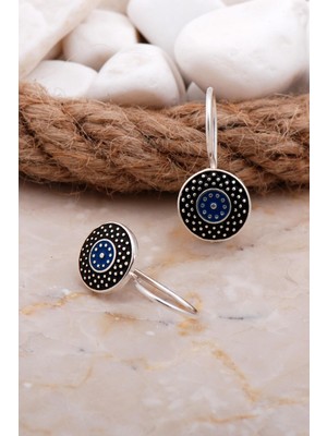 Sümer Telkari Mineli El İşi Gümüş Küpe 5906