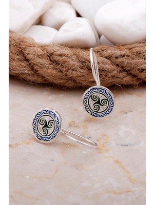 Sümer Telkari Mineli El İşi Gümüş Küpe 5912