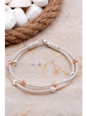 Sümer Telkari Kazaziye İşlemeli Elişi Dorika Rose 1000 Ayar Gümüş Bileklik 4187