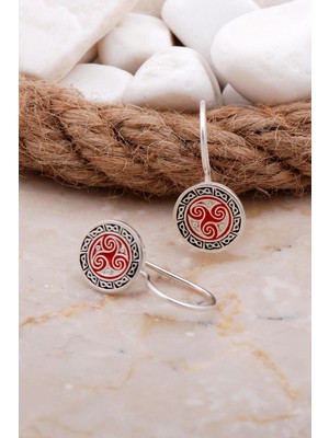 Sümer Telkari Mineli El İşi Gümüş Küpe 5914