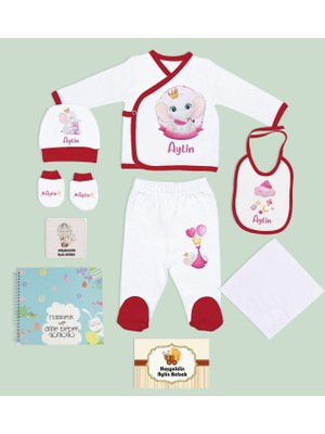 Bk Kids Kişiye Özel Kırmızı Hastane Çıkışı, Anne-Bebek Günlüğü, Yeni Doğan Bebek Giyim Hediyesi, 9 Parça Bebek Hediye Seti-2