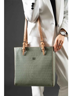 Just Polo Kadın Büyük Boy Kullanışlı 4 Bölmeli Monogram Baskı Omuz Çantası