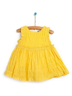 Hello Baby Basic Kız Bebek Arkası Düğme Detaylı Fırfırlı Elbise Kız Bebek