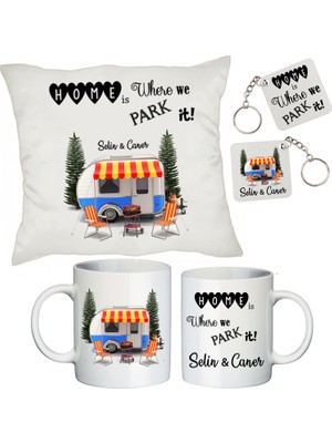 Biresimden Çekme Karavan Temalı Kişiye Özel Isimli Karavancı Hediye Seti