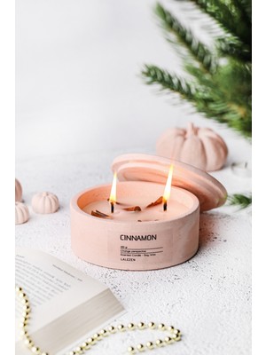 Lalezen Kapaklı Tarçın Kokulu Dekoratif Mum 200 g Renkli Özellikleri ile Şık Tasarım