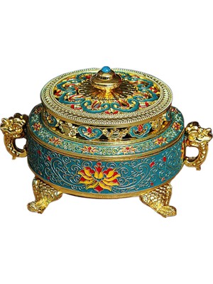 Tibet Bronz Brülör Tutucu Sanat Censer Süsler- Mavi