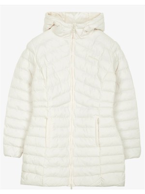 W Essential Maxi Length Hooded Jacket S212005-102 Kadın Beyaz Mont