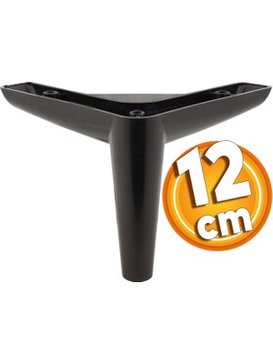 Badem10 Piko Lüks Mobilya Kanepe Sehpa Tv Ünitesi Koltuk Ayağı 12 cm Siyah Baza Ayakları