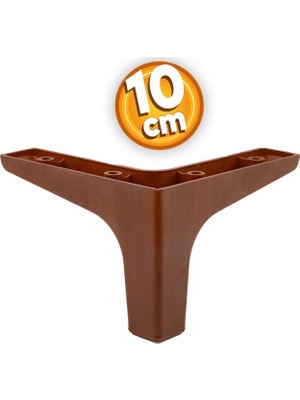 Badem10 Sedef Lüks Mobilya Kanepe Sehpa Tv Ünitesi Koltuk Ayağı 10 cm Ahşap Desenli Kahverengi Baza Ayakları