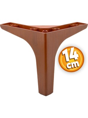 Badem10 Sedef Lüks Mobilya Kanepe Sehpa Tv Ünitesi Koltuk Ayağı 14 cm Ahşap Desenli Kahverengi Baza Ayakları