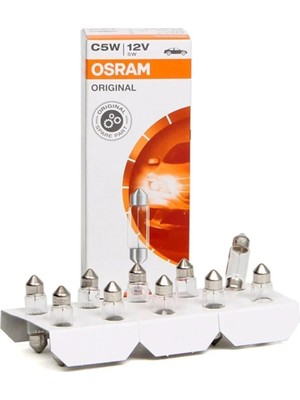 Osram 10 Adet 6418 C5W Sofit Ampul 12V 5W 36MM 10 Adet OSR-6418
