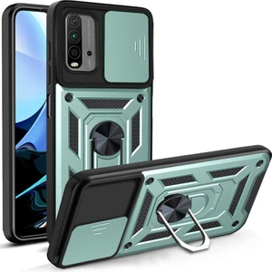 Xiaomi Redmi 9t Kılıf Lens Sürgülü Yüzüklü Tank Silikon Pars