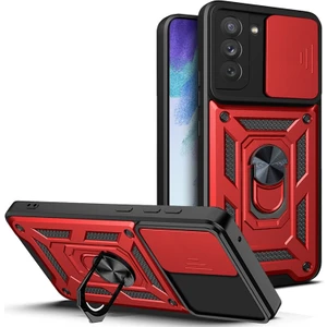 Samsung Galaxy S21 Fe Kılıf Lens Sürgülü Yüzüklü Tank Silikon Pars