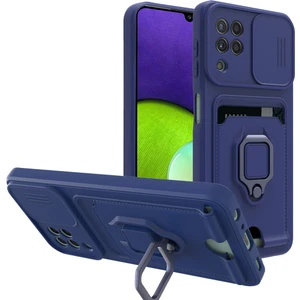 Samsung Galaxy M12 Kılıf Ipli Lens Sürgülü Yüzüklü Kartvizitli Silikon Zuma