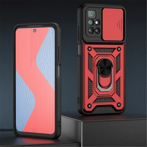 Xiaomi Redmi 10 Kılıf Lens Sürgülü Yüzüklü Tank Silikon Pars