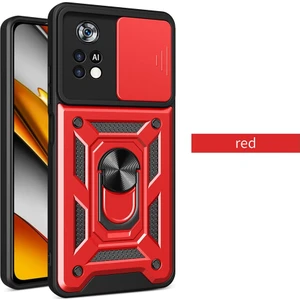 Xiaomi Poco M4 Pro 4g Kılıf Lens Sürgülü Yüzüklü Tank Silikon Pars