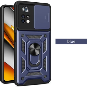 Xiaomi Poco M4 Pro 4g Kılıf Lens Sürgülü Yüzüklü Tank Silikon Pars
