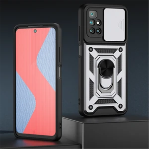 Xiaomi Redmi 10 Kılıf Lens Sürgülü Yüzüklü Tank Silikon Pars