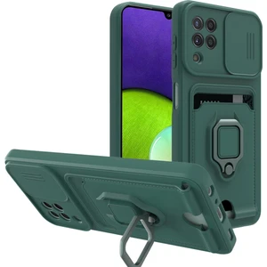 Samsung Galaxy A12 Kılıf Ipli Lens Sürgülü Yüzüklü Kartvizitli Silikon Zuma