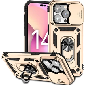 iPhone 14 Pro Max Kılıf Lens Sürgülü Yüzüklü Tank Silikon Pars