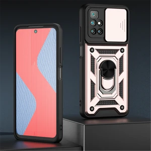 Xiaomi Redmi 10 Kılıf Lens Sürgülü Yüzüklü Tank Silikon Pars