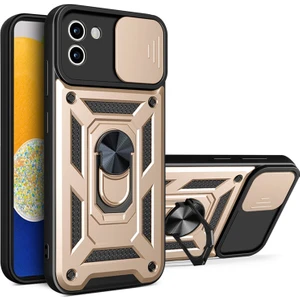 Samsung Galaxy A03 Kılıf Lens Sürgülü Yüzüklü Tank Silikon Pars