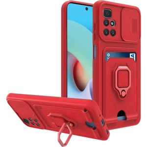 Xiaomi Redmi 10 Kılıf Ipli Lens Sürgülü Yüzüklü Kartvizitli Silikon Zuma
