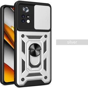 Xiaomi Poco M4 Pro 4g Kılıf Lens Sürgülü Yüzüklü Tank Silikon Pars