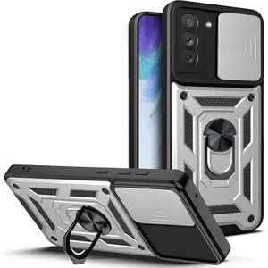 Samsung Galaxy S21 Fe Kılıf Lens Sürgülü Yüzüklü Tank Silikon Pars